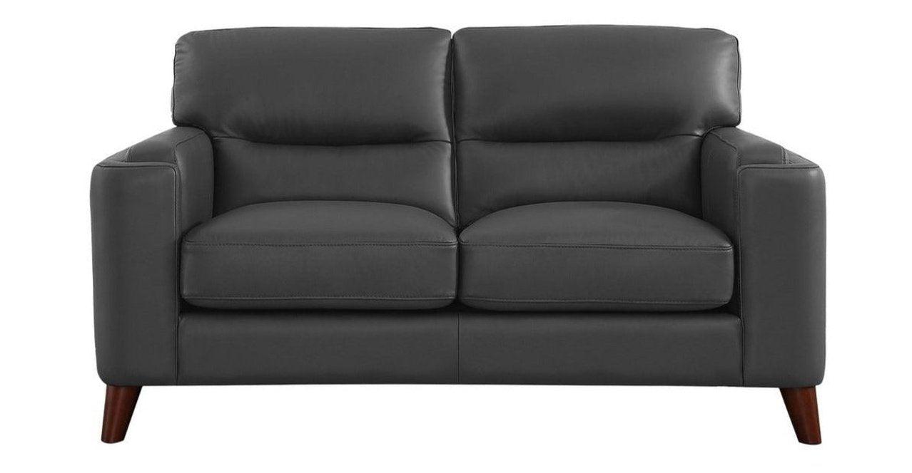 Gray Leather Loveseat
